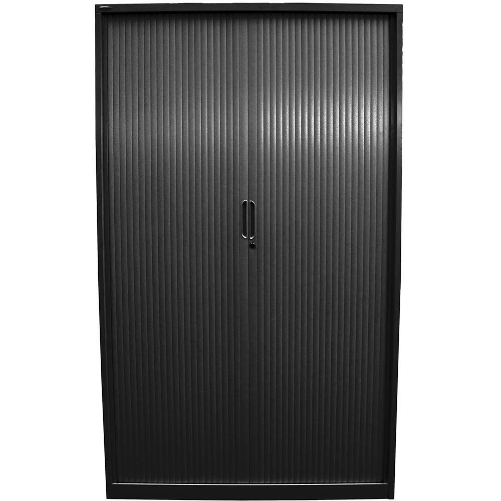 Image for STEELCO TAMBOUR DOOR CABINET 5 SHELVES 2000H X 1200W X 463D MM BLACK SATIN from That Office Place PICTON