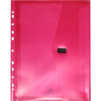 pop polywally binder wallet hook and loop closure 30mm gusset a4 pink