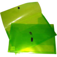 pop polywally wallet hook and loop closure 30mm gusset foolscap lime