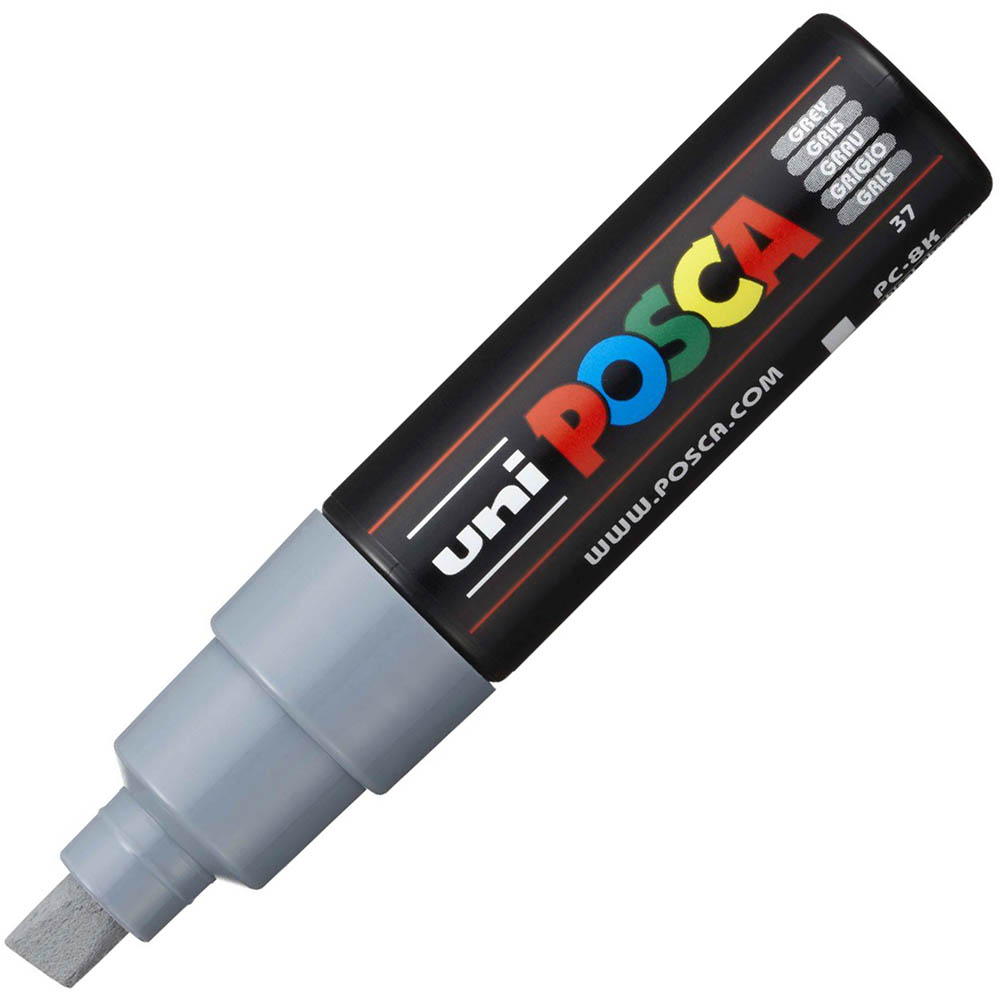 Image for POSCA PC-8K PAINT MARKER CHISEL BROAD 8MM GREY from Mitronics Corporation