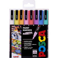 posca pc-3m paint marker bullet fine 1.3mm assorted pastel colours pack 8