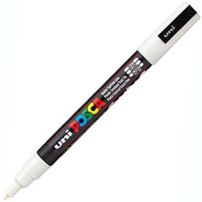 Image for POSCA PC-3M PAINT MARKER BULLET FINE 1.3MM WHITE from York Stationers