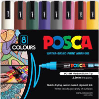 posca pc-5m paint marker bullet medium 2.5mm assorted dark colours pack 8