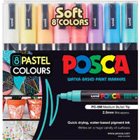 posca pc-5m paint marker bullet medium 2.5mm assorted pastel colours pack 8