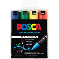 posca pc-7m paint marker bullet bold 5.5mm assorted pack 4