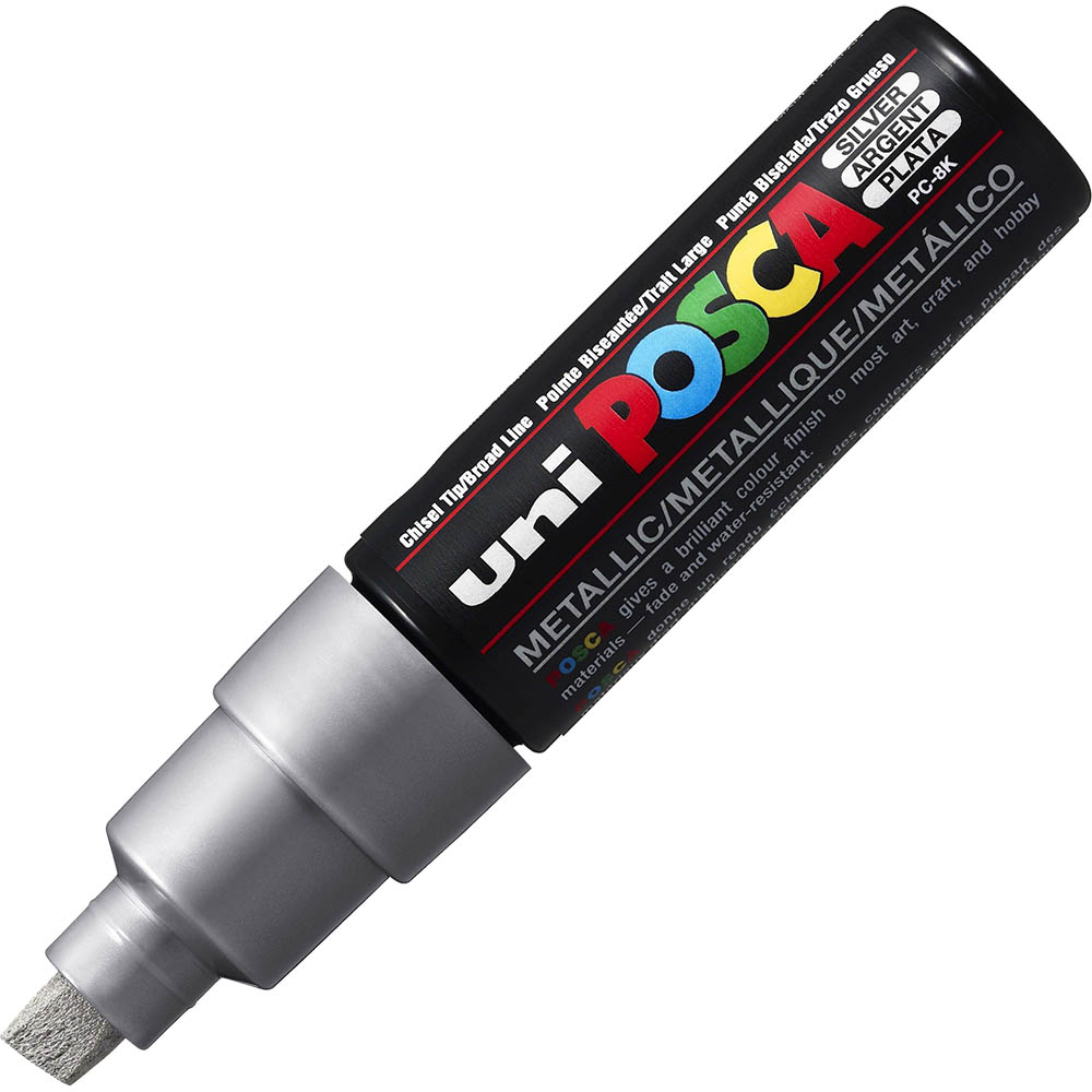 Image for POSCA PC-8K PAINT MARKER CHISEL BROAD 8MM SILVER from Memo Office and Art