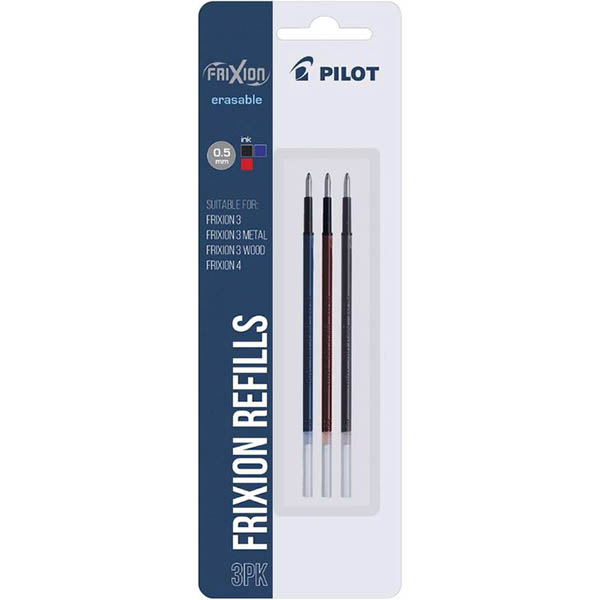 Image for PILOT BLS-FR5 FRIXION ERASABLE ROLLERBALL GEL REFILL FINE 0.5MM ASSORTED PACK 3 from BusinessWorld Computer & Stationery Warehouse