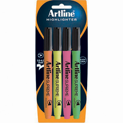 Image for ARTLINE SUPREME ANTIMICROBIAL HIGHLIGHTER CHISEL ASSORTED PACK 4 from Mitronics Corporation
