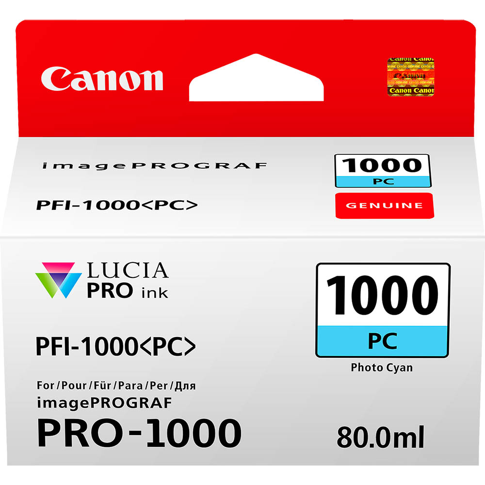 Image for CANON PFI1000PC INK CARTRIDGE PHOTO CYAN from York Stationers