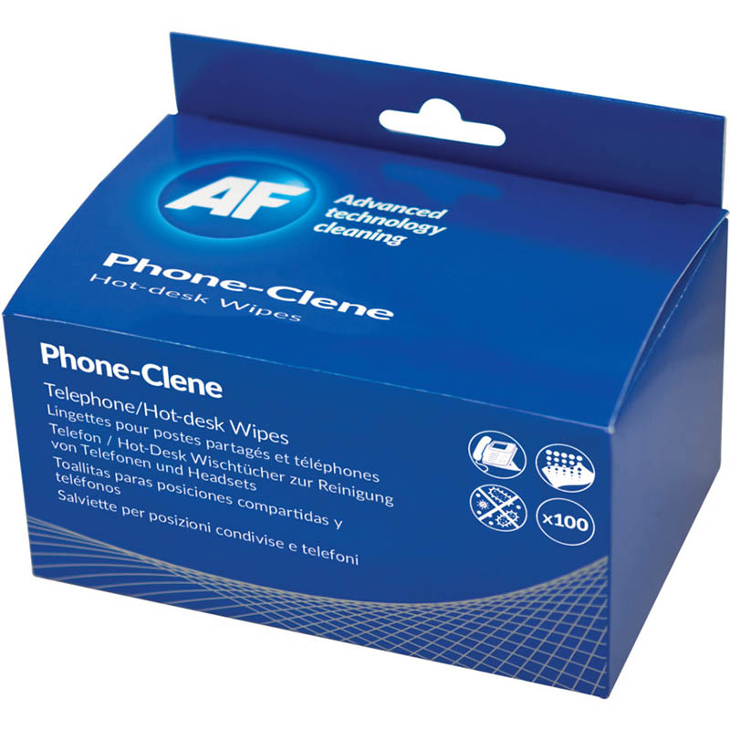 Image for AF PHONE-CLENE PHONE WIPES ANTI-BACTERIAL PACK 100 from York Stationers