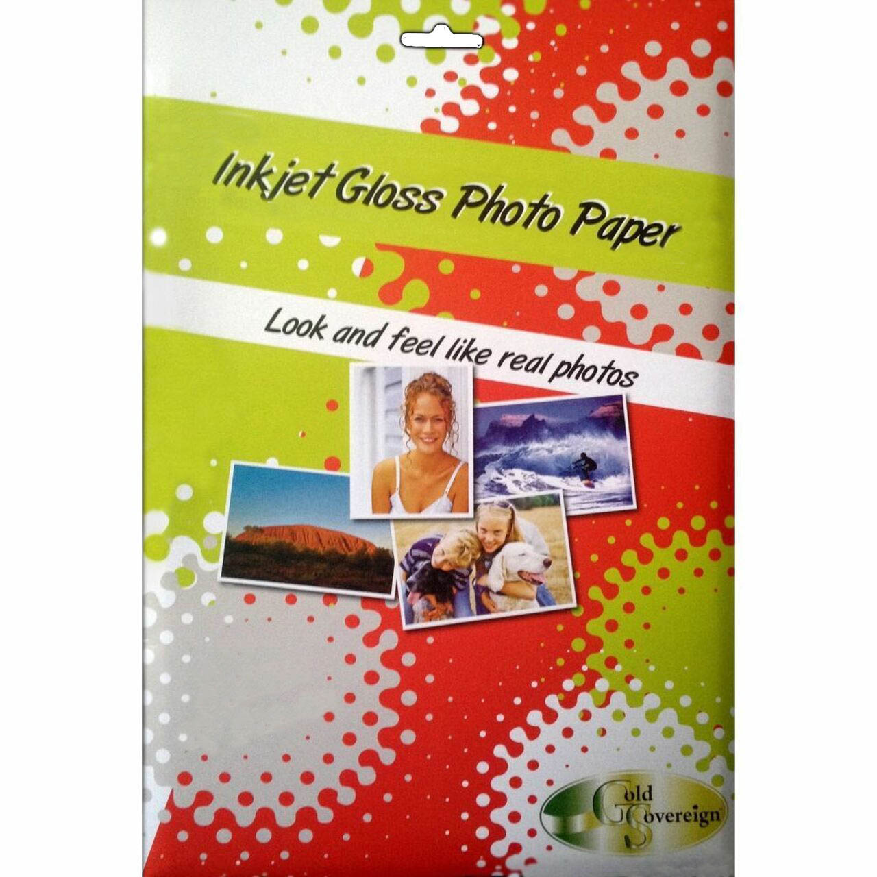 Image for GOLD SOVEREIGN GLOSS PHOTO PAPER INKJET 230GSM 6 X 4 INCH WHITE PACK 20 from York Stationers