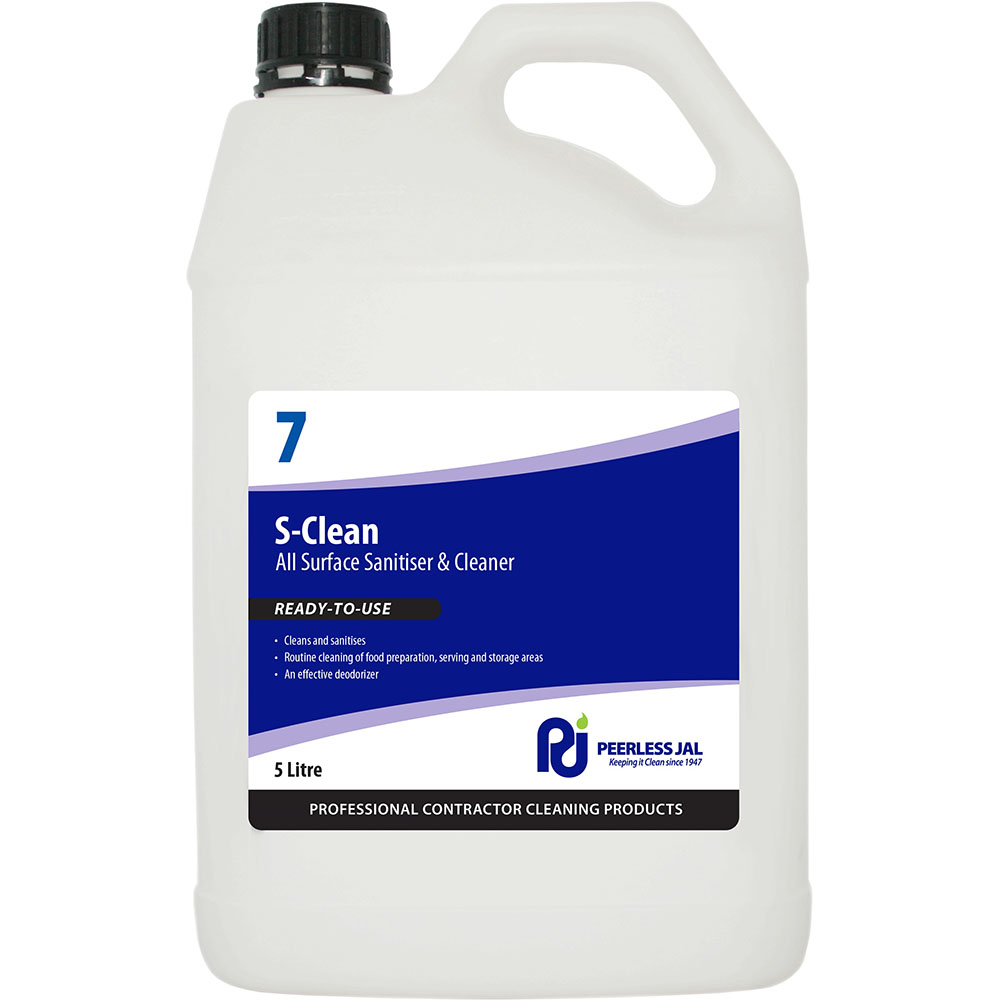 Image for PEERLESS JAL S-CLEAN SURFACE SANITISER AND CLEANER 5 LITRE from Mitronics Corporation