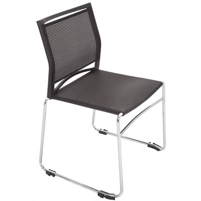 Image for RAPIDLINE PMV STACKABLE VISITORS CHAIR SLED BASE POLY SEAT/MESH BACK BLACK from ONET B2C Store