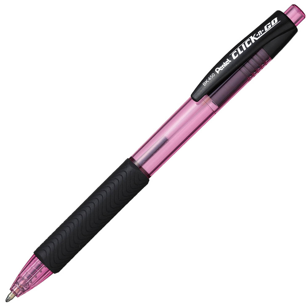 Image for PENTEL BK450 CLICK N GO RETRACTABLE BALLPOINT PEN 1.0MM PINK BOX 12 from BusinessWorld Computer & Stationery Warehouse