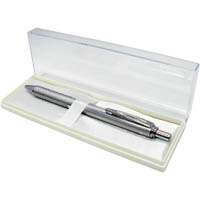 pentel bl407 energel metallic retractable gel ink pen 0.7mm silver barrel black ink