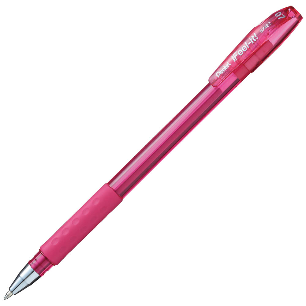Image for PENTEL BX487 IFEEL-IT BALLPOINT PEN 0.7MM PINK BOX 12 from Memo Office and Art