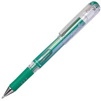 pentel k230 hybrid gel grip dx gel ink pen 1.0mm metallic green box 12