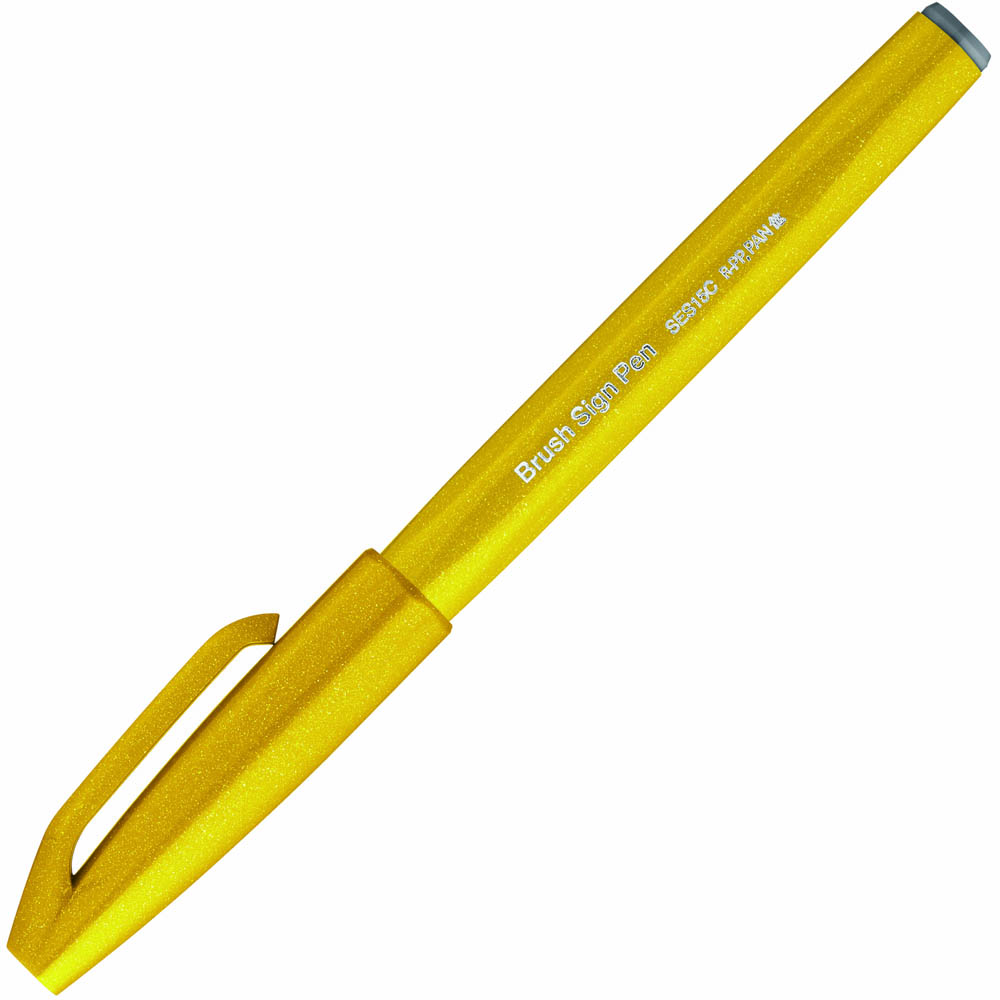 Image for PENTEL SES15C BRUSH SIGN PEN MARKER YELLOW BOX 10 from Memo Office and Art