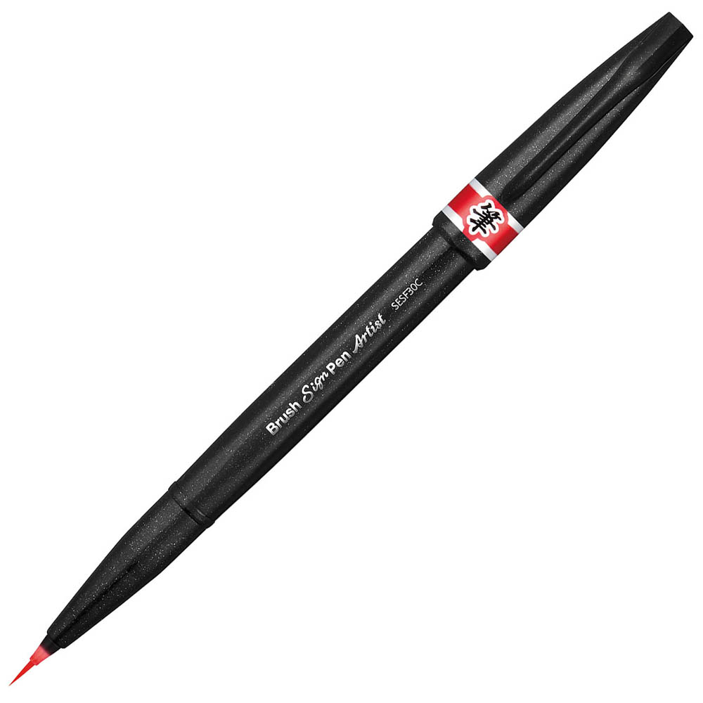 Image for PENTEL SESF30C ARTIST BRUSH SIGN PEN SUPER FINE RED BOX 12 from BusinessWorld Computer & Stationery Warehouse
