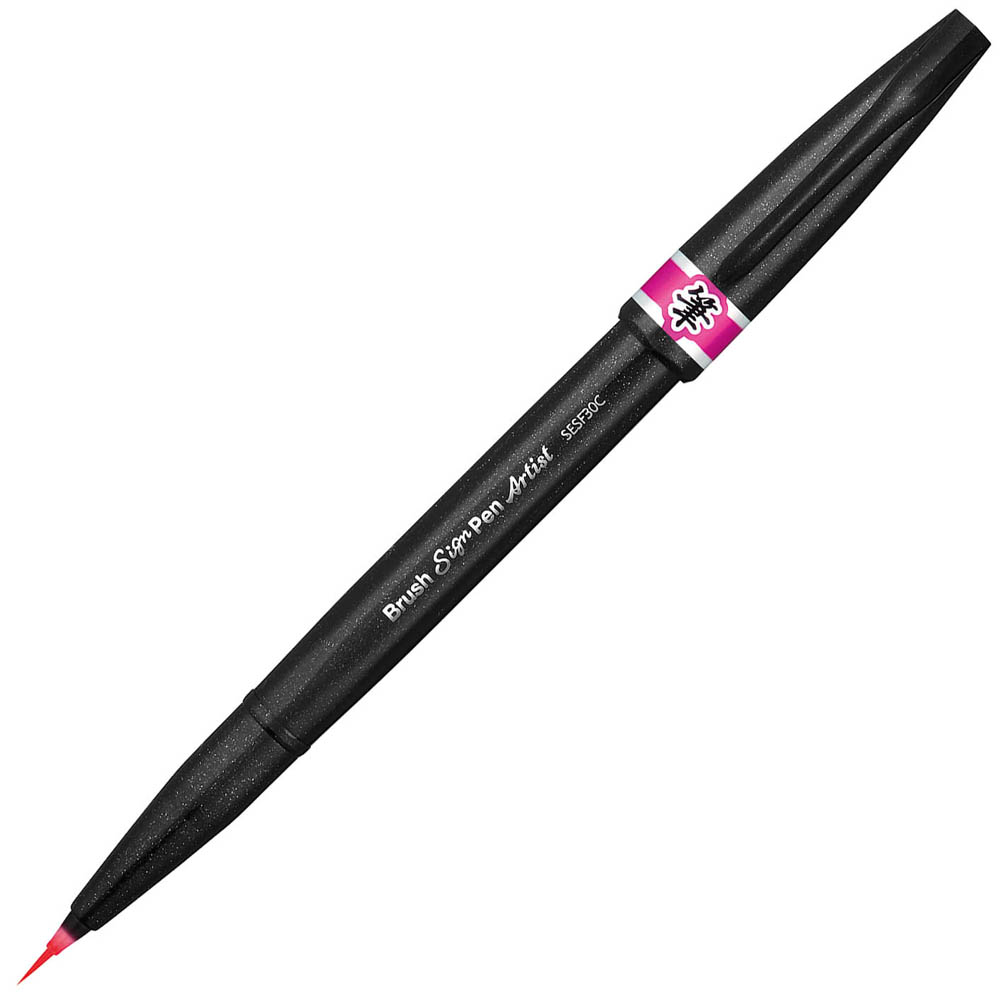 Image for PENTEL SESF30C ARTIST BRUSH SIGN PEN SUPER FINE PINK BOX 12 from BusinessWorld Computer & Stationery Warehouse