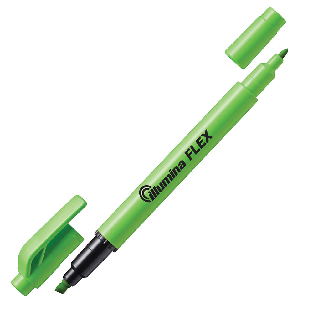 Image for PENTEL SLW11 ILLUMINA FLEX HIGHLIGHTER TWIN TIP BULLET/CHISEL LIGHT GREEN from That Office Place PICTON