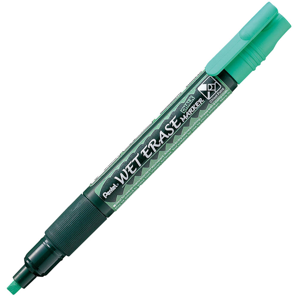 Image for PENTEL SMW26 WET ERASE CHALK MARKER CHISEL GREEN from That Office Place PICTON