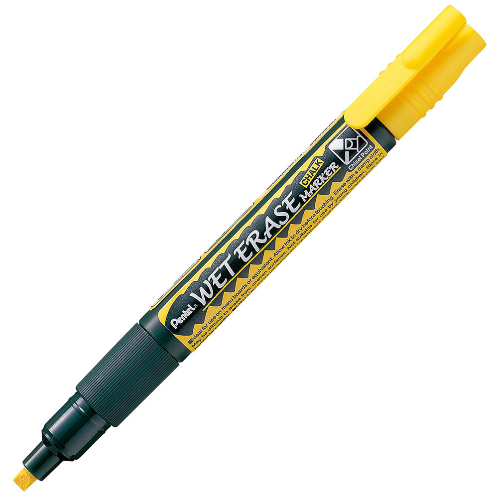 Image for PENTEL SMW26 WET ERASE CHALK MARKER CHISEL YELLOW from Memo Office and Art