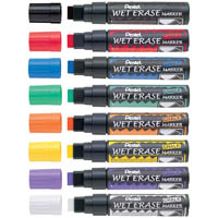 pentel smw56 jumbo wet erase chalk marker chisel 10-15mm assorted box 12