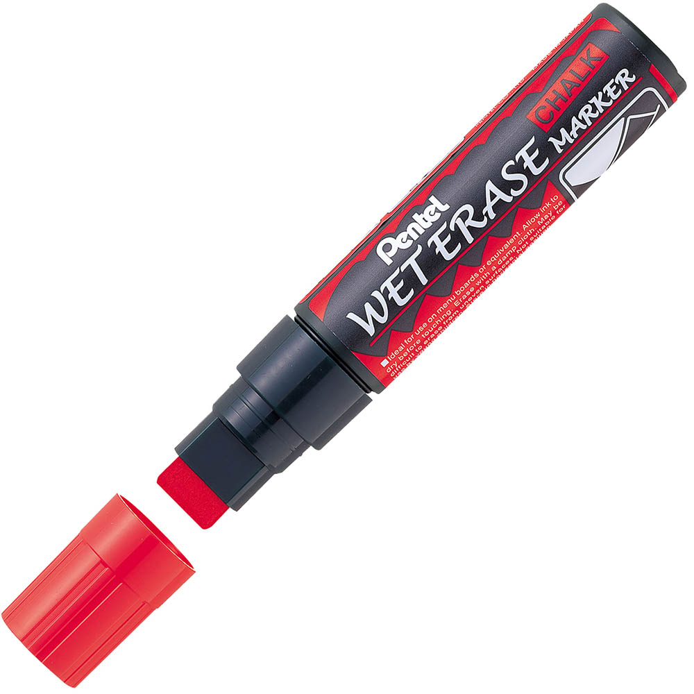 Image for PENTEL SMW56 JUMBO WET ERASE CHALK MARKER CHISEL 10-15MM RED from That Office Place PICTON