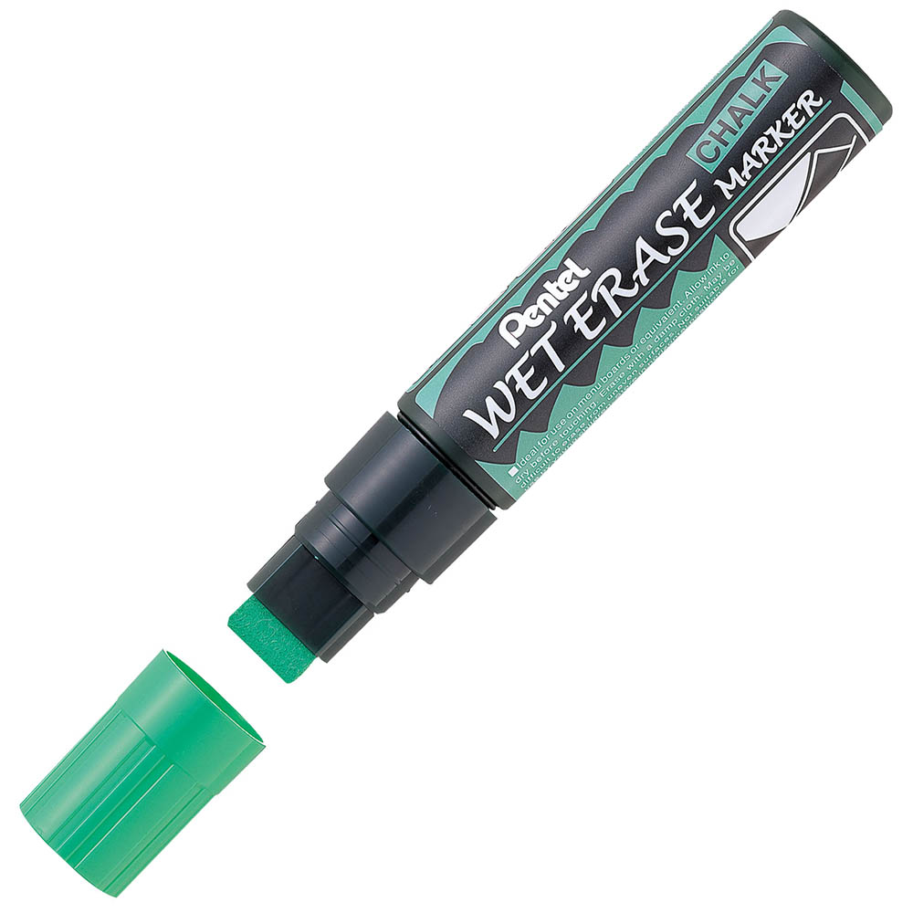 Image for PENTEL SMW56 JUMBO WET ERASE CHALK MARKER CHISEL 10-15MM GREEN from That Office Place PICTON