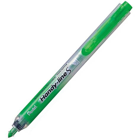 Image for PENTEL SXS15 HANDY-LINE S RETRACTABLE HIGHLIGHTER CHISEL LIGHT GREEN BOX 12 from BusinessWorld Computer & Stationery Warehouse