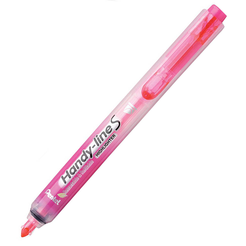 Image for PENTEL SXS15 HANDY-LINE S RETRACTABLE HIGHLIGHTER CHISEL PINK BOX 12 from That Office Place PICTON