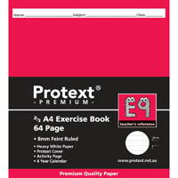 protext e9 premium exercise book 2/3 ruled 8m 70gsm 64 page a4 assorted