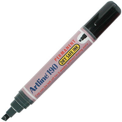 Image for ARTLINE 190 PERMANENT MARKER CHISEL 5MM BLACK from Challenge Office Supplies