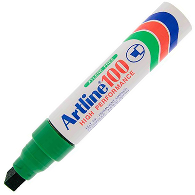 Image for ARTLINE 100 PERMANENT MARKER CHISEL 12MM GREEN from Office Express