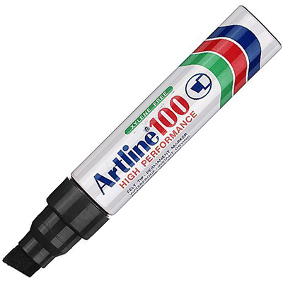 Image for ARTLINE 100 PERMANENT MARKER CHISEL 12MM BLACK HANGSELL from That Office Place PICTON