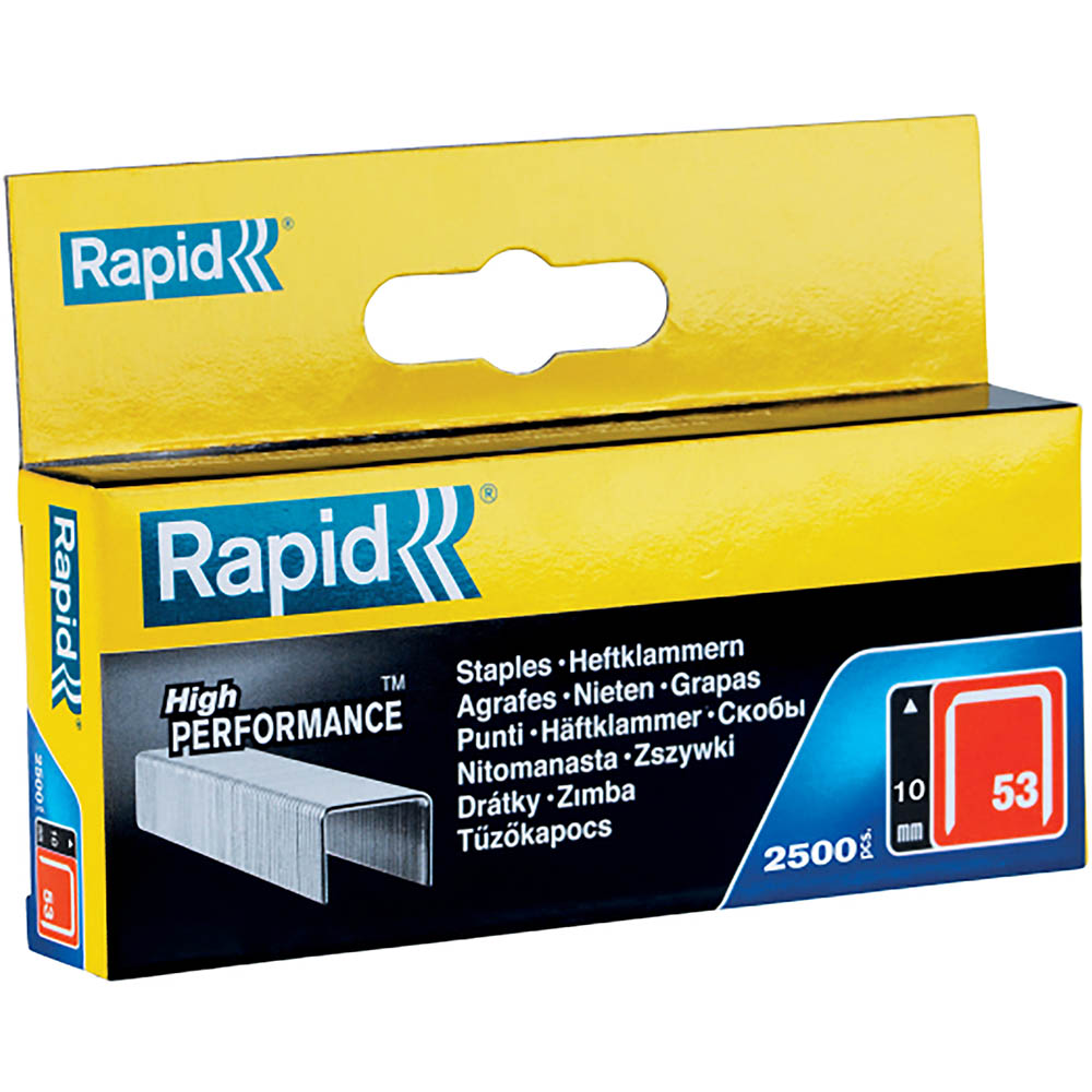 Image for RAPID HIGH PERFORMANCE STAPLES 53/10 BOX 2500 from BusinessWorld Computer & Stationery Warehouse