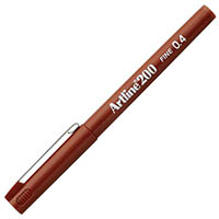 artline 200 fineliner pen 0.4mm brown