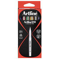 artline 210 fineliner pen 0.6mm 8 colour assorted box 12