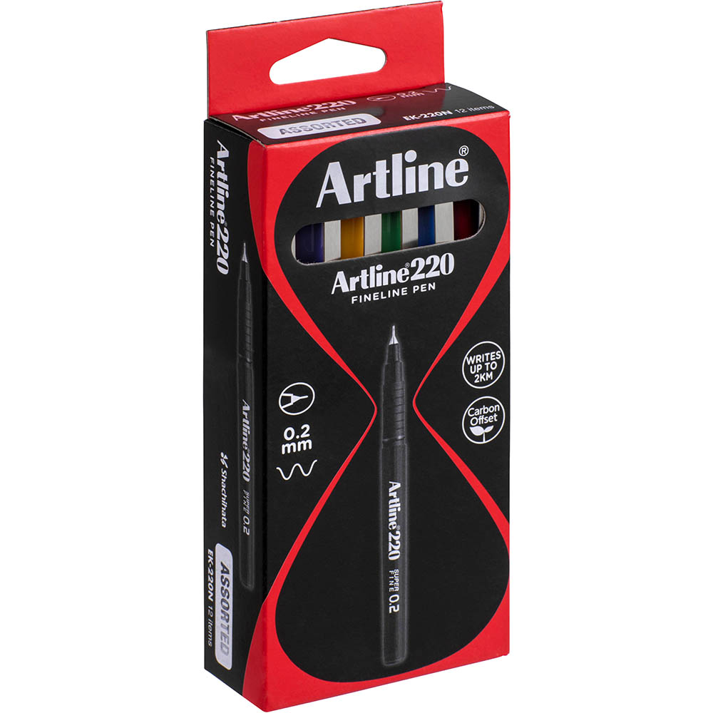Image for ARTLINE 220 FINELINER PEN 0.2MM 8 COLOUR ASSORTED BOX 12 from BusinessWorld Computer & Stationery Warehouse