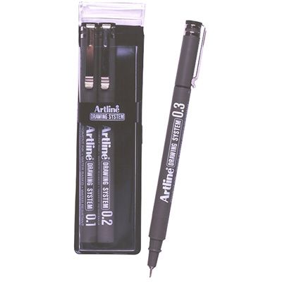 Image for ARTLINE 230 TECHNICAL DRAWING SYSTEM PEN 0.1-0.3MM BLACK WALLET 3 from Office Heaven