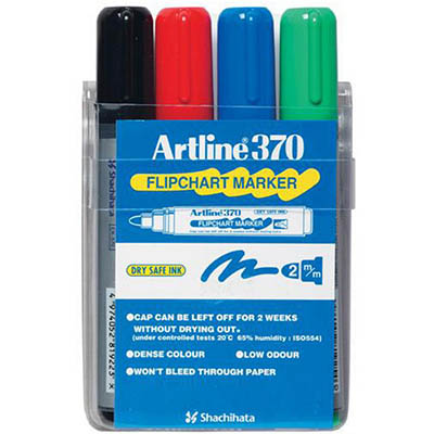 Image for ARTLINE 370 FLIPCHART MARKER BULLET 2.0MM ASSORTED WALLET 4 from That Office Place PICTON
