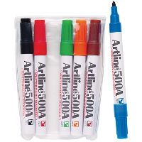 artline 500a whiteboard marker bullet 2mm assorted wallet 6