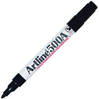 artline 500a whiteboard marker bullet 2mm black pack 4 hangsell