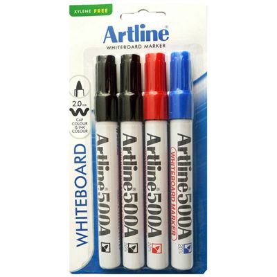 Image for ARTLINE 500A WHITEBOARD MARKER BULLET 2MM ASSORTED PACK 4 from That Office Place PICTON