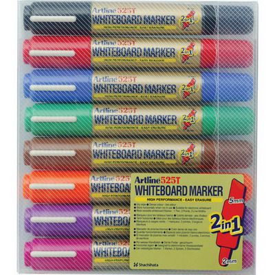Image for ARTLINE 525T DUAL NIB WHITEBOARD MARKER BULLET/CHISEL 2.0/5.0MM ASSORTED WALLET 8 from That Office Place PICTON