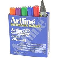 artline 577 whiteboard marker bullet 3mm assorted box 12