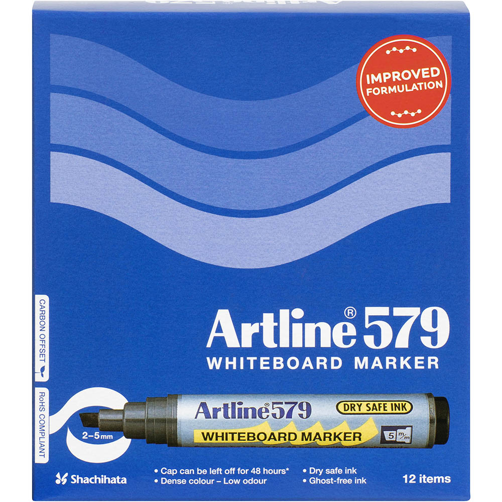 Image for ARTLINE 579 WHITEBOARD MARKER CHISEL 5MM ASSORTED BOX 12 from That Office Place PICTON