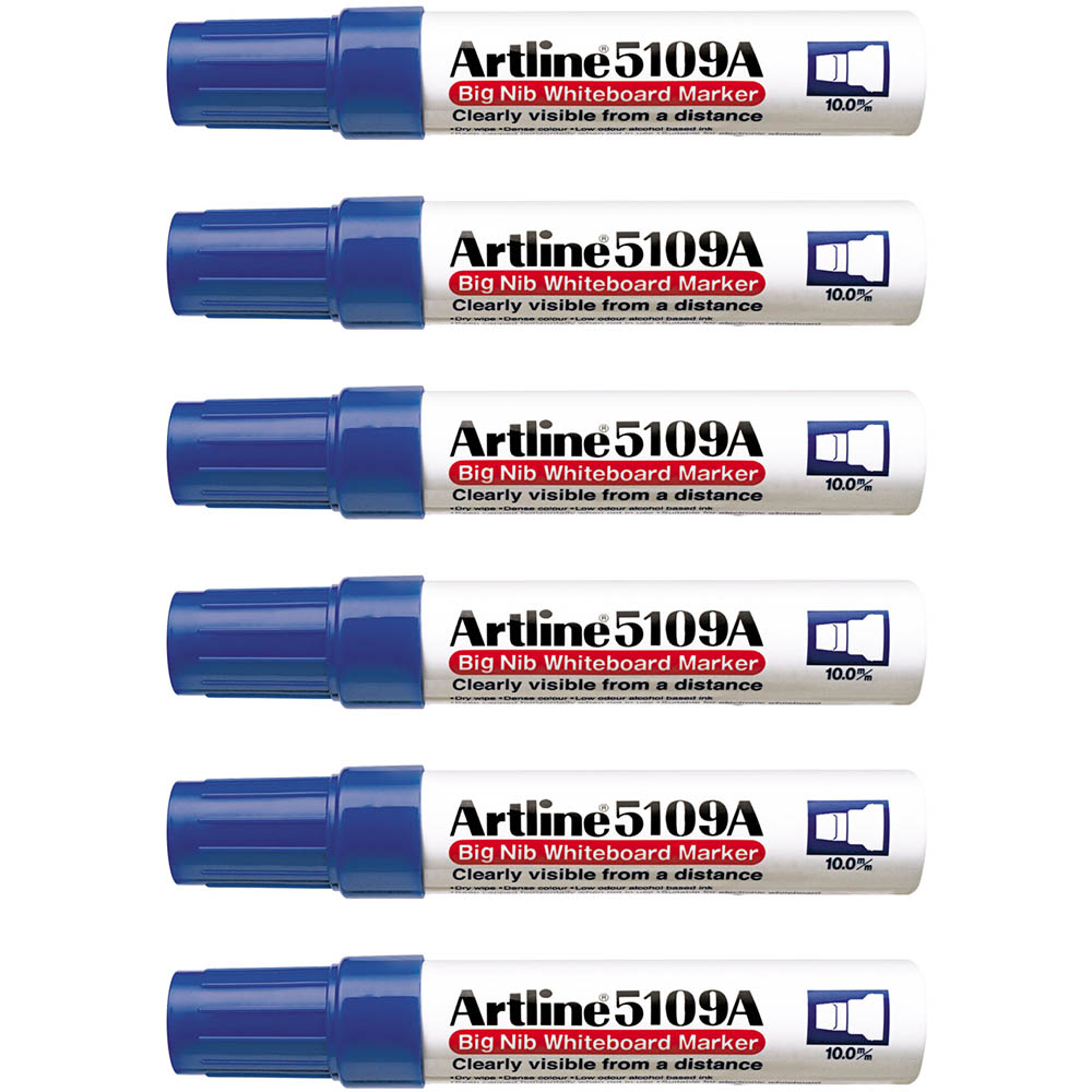 Image for ARTLINE 5109A WHITEBOARD MARKER CHISEL 10MM BLUE BOX 6 from Mitronics Corporation