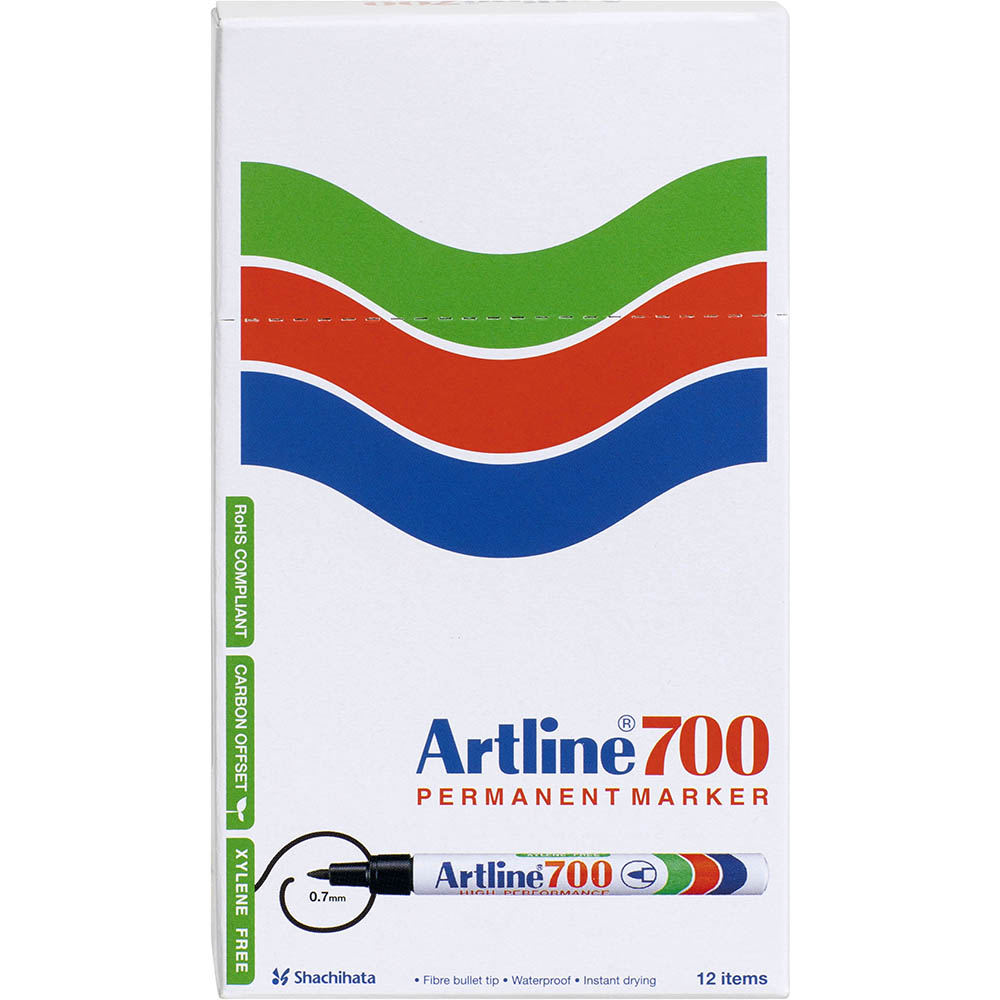 Image for ARTLINE 700 PERMANENT MARKER BULLET 0.7MM ASSORTED BOX 12 from Mitronics Corporation
